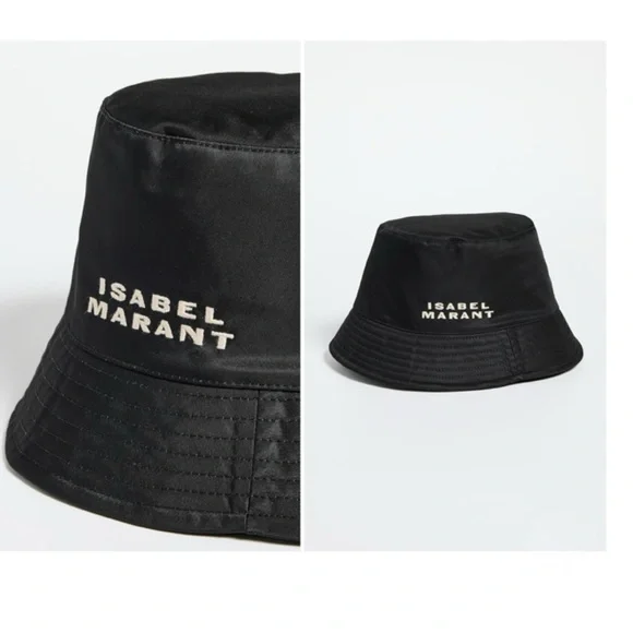 ISABEL MARANT Haley logo-embroidered bucket hat black white logo size 57” Medium - Picture 2 of 11